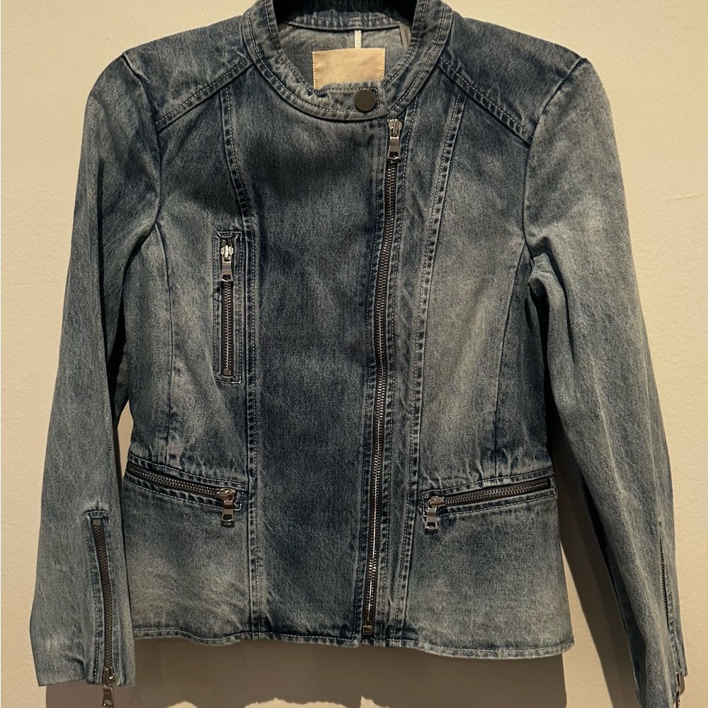 NWT Rebecca Taylor Denim Peplum Jacket